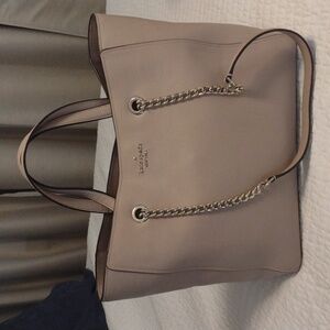 Kate Spade Cream Genuine Leather Tote Handbag Shoulder Strap